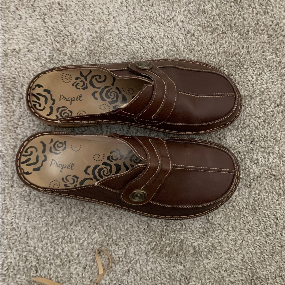 Women’s Propet Slip-On Jana Mules Cognac-Brown Slip Resistant 12